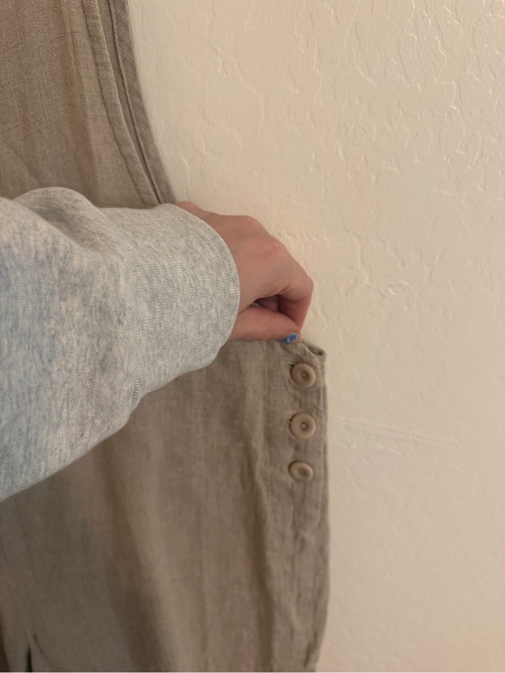 Honeychurch Linen Overalls Jumpsuit Oatmeal Natural Boho Relaxed Fit - Picture 5 of 8